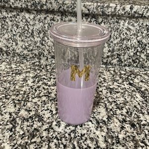 KATE SPADE PURPLE TUMBLER WITH STRAW